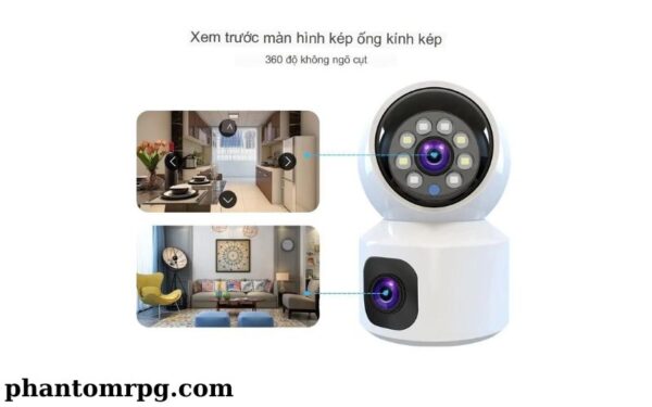 Camera Yoosee Wifi Trong Nhà 2 Mắt Có Màu Siêu Nét, Xoay 360 Độ